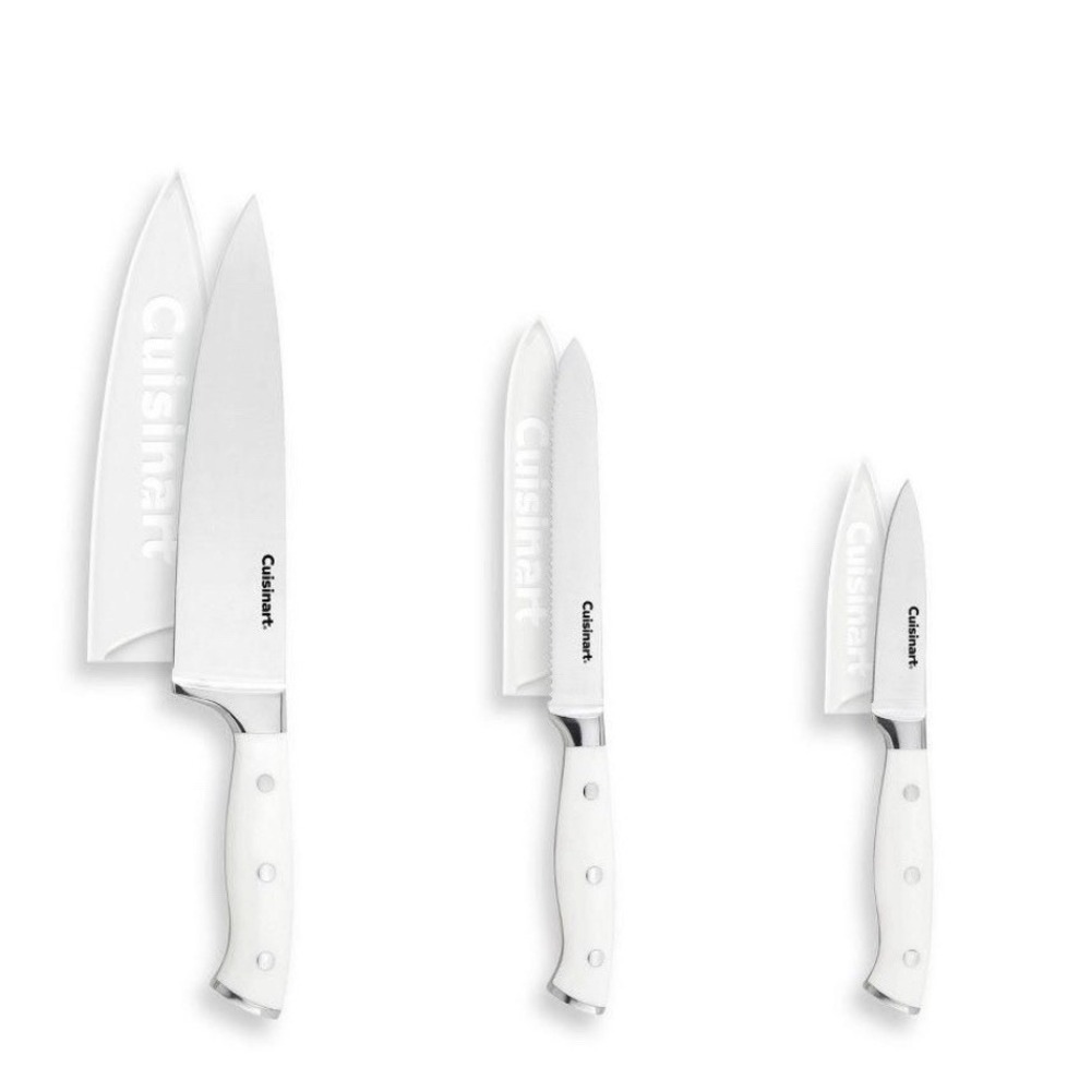 NEW Cuisinart Knife Set Classic Triple Rivet Stainless Steel 3PCS Blade Cover